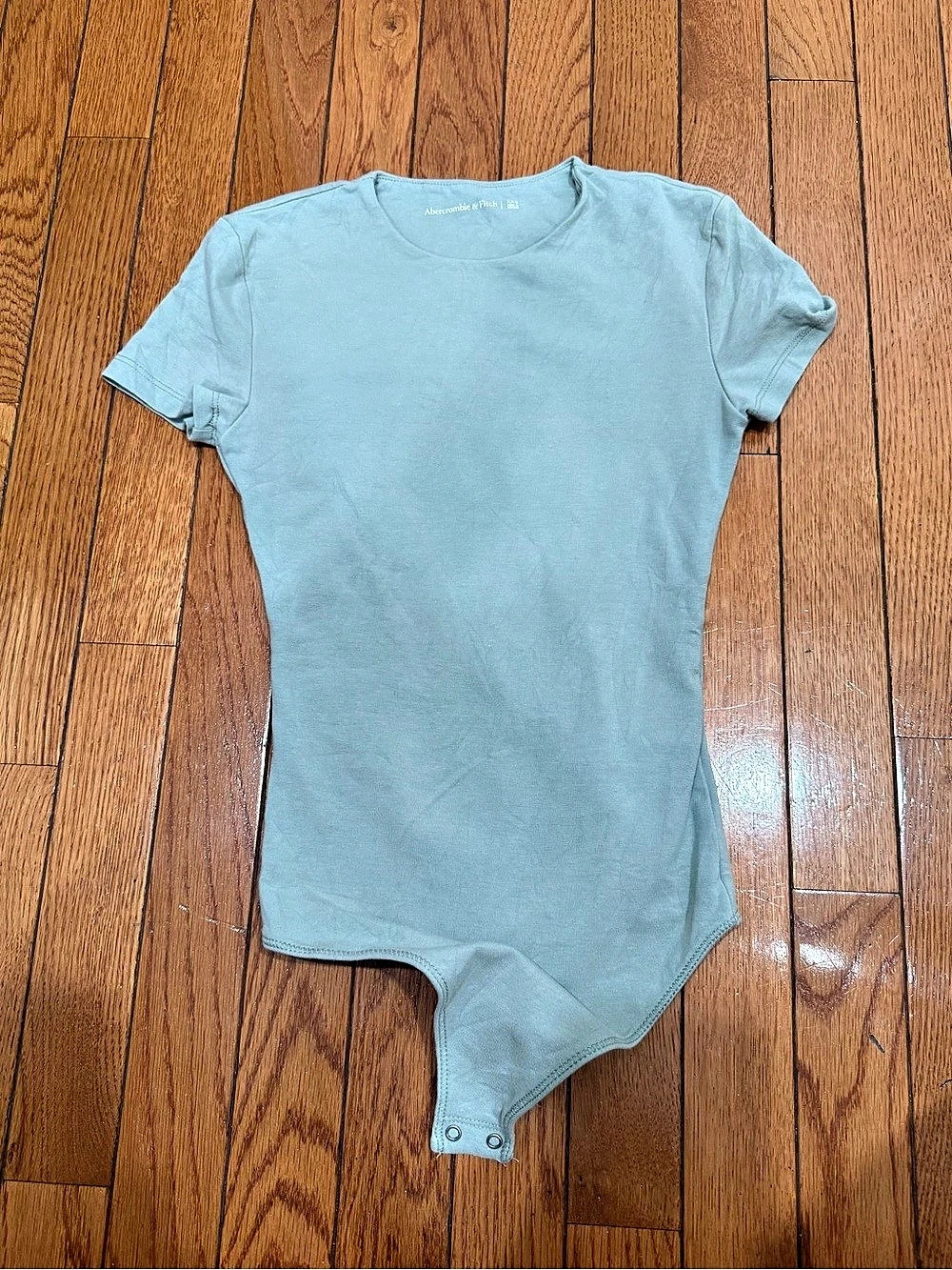 Abercrombie & Fitch Short-Sleeve Seamless Fabric Crew Bodysuit Sage Green XXS